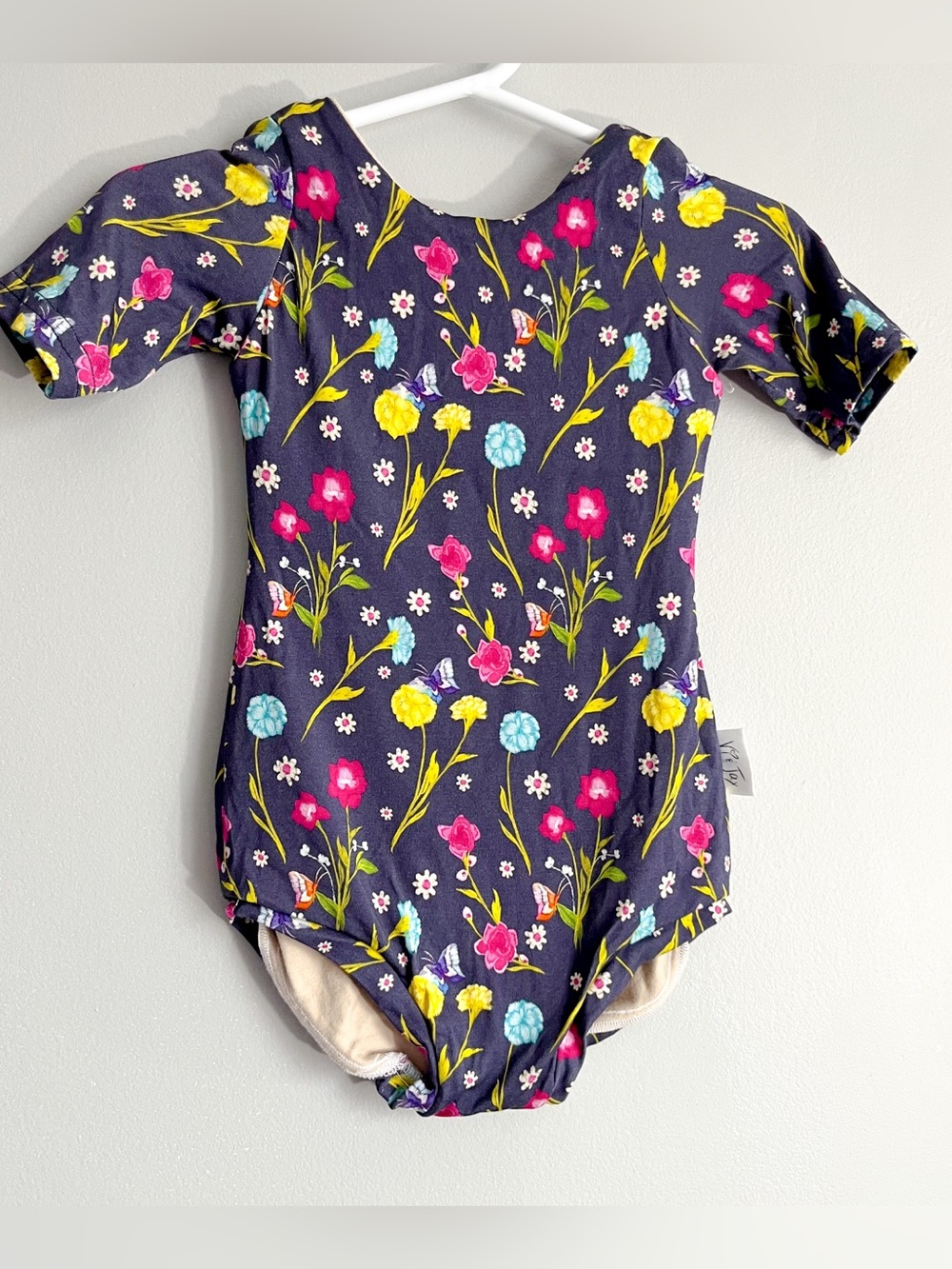 Vi & Jax floral Bamboo blend bodysuit / leotard - 12-24 months navy spring